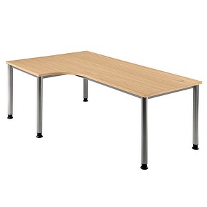 4032062139509 - Schreibtisch VHS82 6 S manuell höhenverstellbar  200x120cm (BxT) L-Form buche   Silber 4032062139509 Hammerbacher