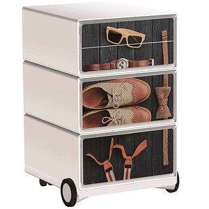 PAPERFLOW easyBox Classic Chic Rollcontainer weiß, bunt 215556 4 Auszüge 39,0 x 43,6 x 64,2 cm