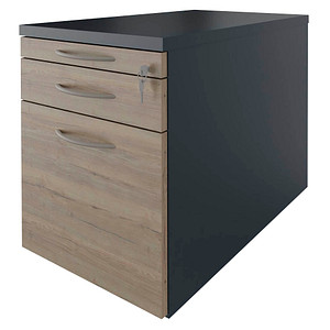 4260429763184 - fm Sidney Rollcontainer lavagrau eiche natur 3 Auszüge 434 x 800 x 540 cm