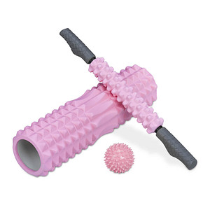 4052025375683 - Relaxdays - Faszienrolle 3er Set Massagerolle Faszienstab Igelball mittelhart mit Noppen Nacken Rücken Beine rosa 4052025375683 - Relaxdays - Faszienrolle 3er Set Massagerolle Faszienstab Igelball mittelhart mit Noppen Nacken Rücken Beine rosa