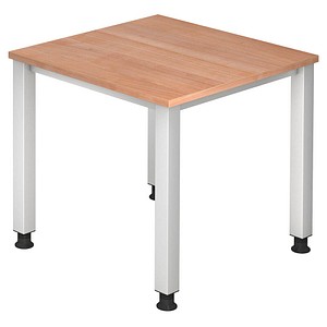 4032062021569 - Schreibtisch Q-Serie VQS08 N manuell höhenverstellbar 80x80cm (BxT) rechteckig nussbaum   silber 4032062021569 Hammerbacher