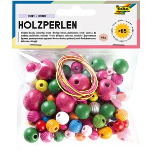 folia Bastelset Holzperlen bunt mehrfarbig