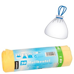 4002911141977 - Müllbeutel mZugband HDPE 60 L gelb 71x645cm 4002911141977 20 Stück 4002911141977 - Müllbeutel mZugband HDPE 60 L gelb 71x645cm 4002911141977 20 Stück
