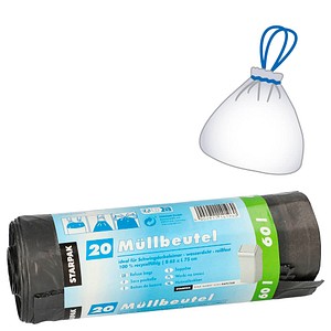 4002911141960 - Müllbeutel mZugband LDPE 60 L grau 75x65cm 4002911141960 20 Stück 4002911141960 - Müllbeutel mZugband LDPE 60 L grau 75x65cm 4002911141960 20 Stück