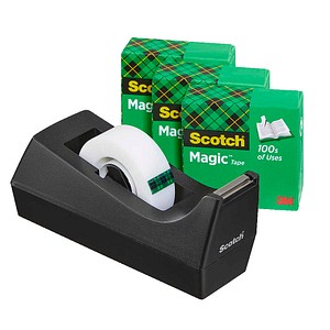 Scotch Klebebandabroller Magic Tape C38SM3S, für Klebebänder bis 19mm x 33m, schwarz 3134375301251 Scotch