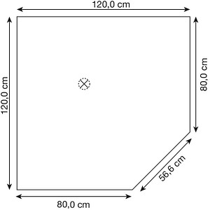 4032062321232 - Verbindungsplatte höhenverstellbar VLT12 Mirakel grafit silber Trapezform 1200 x 1200 x 655 - 825 cm