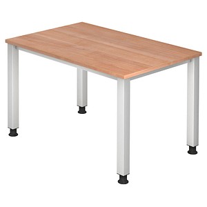 4032062021590 - Schreibtisch Q-Serie VQS12 N manuell höhenverstellbar  120x80cm (BxT) rechteckig nussbaum   Silber 4032062021590 Hammerbache