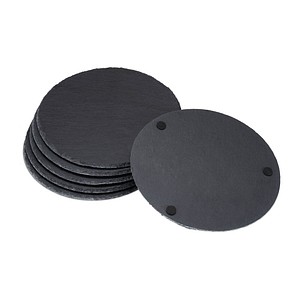 4052025308810 - Schieferplatte 6er Set rund 25cm ø Pizzateller zum Servieren & Beschriften Buffet Servierplatte anthrazit - Relaxdays 4052025308810 - Schieferplatte 6er Set rund 25cm ø Pizzateller zum Servieren & Beschriften Buffet Servierplatte anthrazit - Relaxdays
