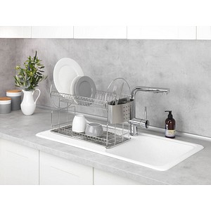 4008838232903 - WENKO Exclusiv Duo Geschirrabtropfer 2 Etagen mit Besteckkorb und Auffangschale Maße 21 x 33 x 49 cm Rostfreies Edelstahl 4008838232903 - WENKO Exclusiv Duo Geschirrabtropfer 2 Etagen mit Besteckkorb und Auffangschale Maße 21 x 33 x 49 cm Rostfreies Edelstahl