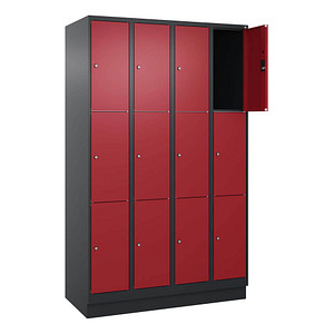 4068427434460 - Schließfachschrank Classic PLUS rubinrot schwarzgrau 080020-403 S10032 12 Schließfächer 1200 x 500 x 1950 cm 4068427434460 