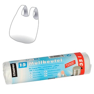 4002911120774 - PAPSTAR Müllsäcke 35 L Tragegriff Transparent HDPE (Hochdichtes Polyethylen) Tragegriff 15 Stück 4002911120774 - PAPSTAR Müllsäcke 35 L Tragegriff Transparent HDPE (Hochdichtes Polyethylen) Tragegriff 15 Stück
