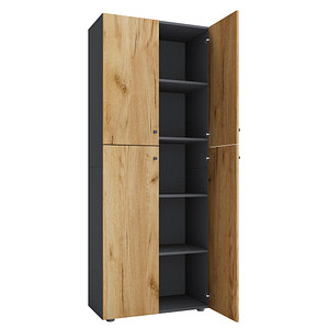 4051814432521 - my office Aktenschrank XXL Lona 919599 anthrazit honig-eiche 4 Fachböden 700 x 390 x 1830 cm