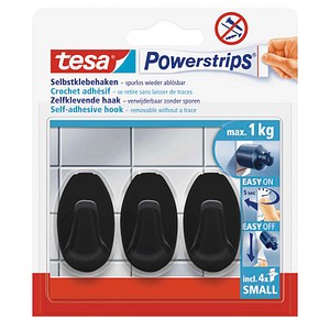4063565247071 - 58275-00000-20 Powerstips 3Haken S Oval schwarz 4063565247071 TESA 3 Stück