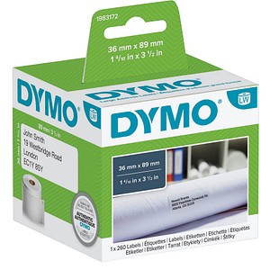3501179831725 - DYMO Original LabelWriter Adressetiketten (Groß) | 36 mm x 89 mm | Rolle mit 260 Etiketten | selbstklebend |für LabelWriter Etikettendrucker und Beschriftungsgerät 3501179831725 - DYMO Original LabelWriter Adressetiketten (Groß) | 36 mm x 89 mm | Rolle mit 260 Etiketten | selbstklebend |für LabelWriter Etikettendrucker und Beschriftungsgerät