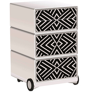 PAPERFLOW easyBox Black & White Rollcontainer weiß, schwarz 60539 4 Auszüge 39,0 x 43,6 x 64,2 cm