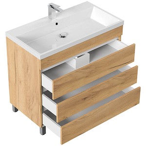 4251982673775 - Stand Badmöbel Felini mit drei grifflosen Schubladen in versch Ausführungen