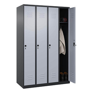 4068427573152 - Spind Classic Plus schwarzgrau weißaluminium 080000-40 S10091 4 Schließfächer 1200 x 500 x 1850 cm 4068427573152 C+P-Möbel 4068427573152 - Spind Classic Plus schwarzgrau weißaluminium 080000-40 S10091 4 Schließfächer 1200 x 500 x 1850 cm 4068427573152 C+P-Möbel