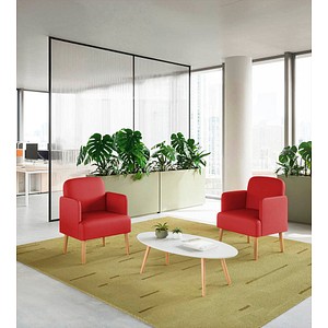 3660141967302 - meet by Paperflow Sessel BROOKS 4-Fußgestell Sitz- und Rückenpolsterung B 620 x T 520 x H 440 mm rot buche 3660141967302 - meet by Paperflow Sessel BROOKS 4-Fußgestell Sitz- und Rückenpolsterung B 620 x T 520 x H 440 mm rot buche