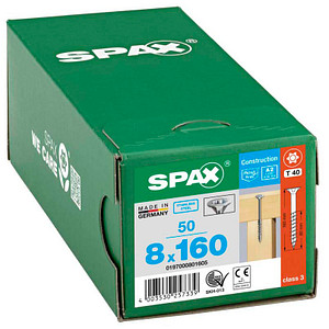 SPAX® Universalschrauben T40 Senkkopf Edelstahl A2 8 mm x 160 mm, 50 St.