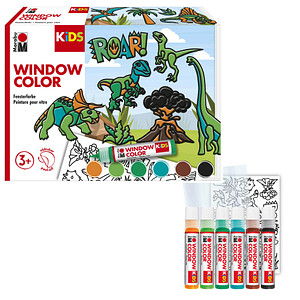 Marabu Dinosaurier Fenstermalfarben farbsortiert 6 x 25,0 ml