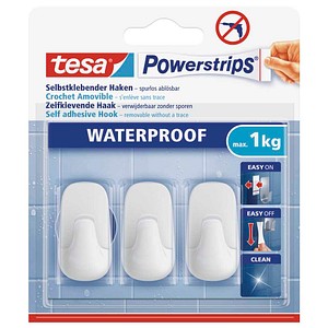 tesa WATERPROOF Small Klebehaken für max. 1,0 kg, 1,4 x 3,4 cm, 3 St.