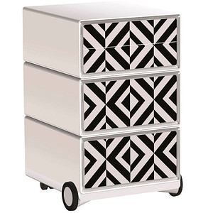 PAPERFLOW easyBox Black & White Rollcontainer weiß, schwarz 60603 4 Auszüge 39,0 x 43,6 x 64,2 cm