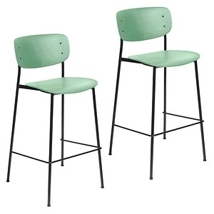 3660141962949 - meet by Paperflow Barhocker SOHO Rückenlehne stapelbar B 445 x T 425 x H 760 mm Polypropylen und lackierter Stahl grün schwarz 2 Stück