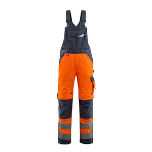 5711074279647 - MASCOT® unisex Warnschutz-Latzhose Newcastle orange schwarzblau Größe 52