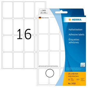 4008705024501 - - Universaletikett 25 x 40 mm (b x h) nicht wieder ablösbar Papier weiß 512 Etik Pack