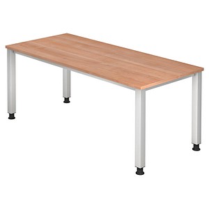 4032062034507 - Schreibtisch Q-Serie VQS19 N manuell höhenverstellbar  180x80cm (BxT) rechteckig nussbaum   Silber 4032062034507 Hammerbache