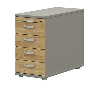 4059484230614 - röhr Techno Standcontainer grau hickory-eiche 5 Auszüge 430 x 800 x 720 - 780 cm