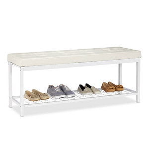 4052025948238 - Schuhbank xxl bequemes Sitzpolster offen große Gitterablage für Schuhe Metall HxBxT 49x115x40cm weiß - Relaxdays 4052025948238 - Schuhbank xxl bequemes Sitzpolster offen große Gitterablage für Schuhe Metall HxBxT 49x115x40cm weiß - Relaxdays
