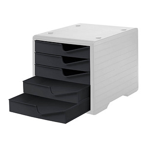 7612176089609 - Schubladenbox styro® styroswing 5 Schübe Auszugsperre & Griffmulde stapelbar B 270 x T 340 x H 255 mm Polystyrol grau-anthrazit 7612176089609 - Schubladenbox styro® styroswing 5 Schübe Auszugsperre & Griffmulde stapelbar B 270 x T 340 x H 255 mm Polystyrol grau-anthrazit