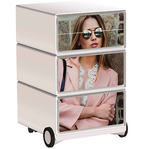 PAPERFLOW easyBox Classic Chic Rollcontainer weiß, bunt 61015 4 Auszüge 39,0 x 43,6 x 64,2 cm