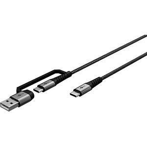 4040849702785 - GOOBAY 70278 - Sync- & Ladekabel 2in1 USB-C > USB-C USB-A 2 m schwarz 4040849702785 - GOOBAY 70278 - Sync- & Ladekabel 2in1 USB-C > USB-C USB-A 2 m schwarz