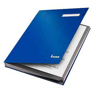 9003267760107 - Unterschriftenmappe 76400 A4 250g Karton blau mit Einsteckschild 19 Fächer 9003267760107 Bene