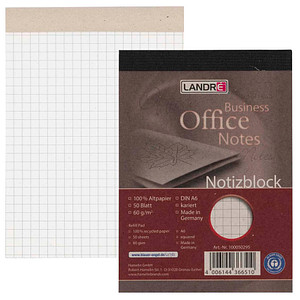 4006144366510 - Notizblock 100050295 Recycling kariert A6 60g braun 50 Blatt 4006144366510 LANDRÉ 4006144366510 - Notizblock 100050295 Recycling kariert A6 60g braun 50 Blatt 4006144366510 LANDRÉ