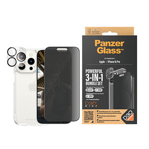 PanzerGlass™ 3-in-1 Privacy Schutz-Set für Apple iPhone 15 Pro