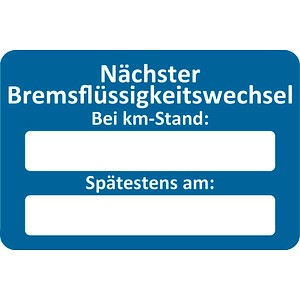 4052301105072 - Aufkleber Nächster Bremsflüssigkeitswechsel bei blau weiß 250 St