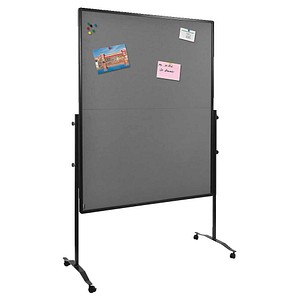 8713797091183 - PREMIUM PLUS Filz Pinnwand Magnetisch Freistehend 126 (B) x 58 (T) x 196 (H) cm Aluminium Grau