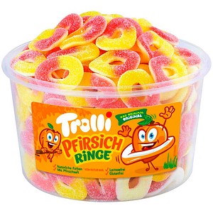 Trolli Fruchtgummi PFIRSICHRINGE, 150er Runddose