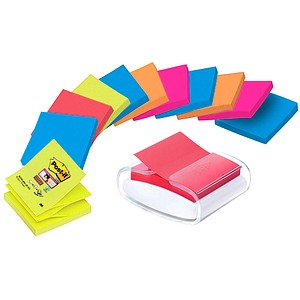 AKTION: Post-it® Super Sticky Z-Notes Bora Bora + Bangkok-Collection Haftnotizen-Set extrastark farbsortiert 12 Blöcke +