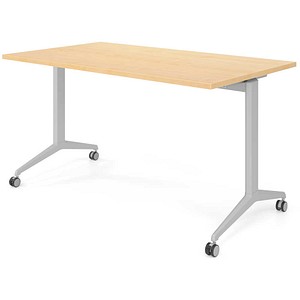HAMMERBACHER Mehrzwecktisch ahorn rechteckig, T-Fuß-Gestell silber, 140,0 x 80,0 x 75,0 cm
