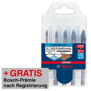 AKTION: BOSCH EXPERT HEX-9 HardCeramic Bohrer-Set, 5-teilig mit Prämie nach Registrierung