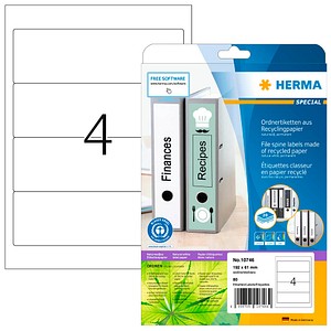 4008705107464 - 10746 Ordnerrückenschild 192x61mm naturweiß 4008705107464 HERMA 80 Stück