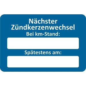 4052301105096 - Aufkleber Nächster Zündkerzenwechsel bei blau weiß 250 St