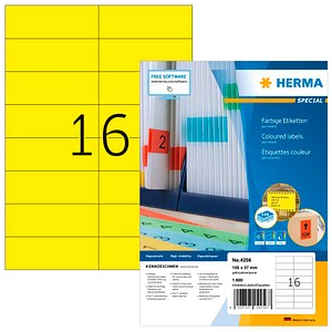HERMA Etiketten 4256 gelb 105,0 x 37,0 mm, 100 Blatt