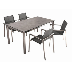 Garden Pleasure Sitzgruppe Sienna grau, silber Kunststoff, Metall, 5-teilig