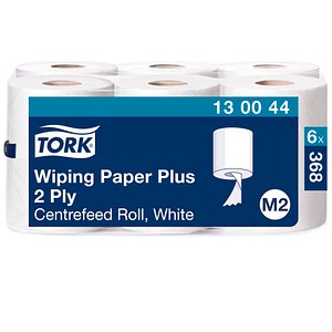 TORK Putztuchrollen Premium M2 2-lagig weiß, 368 Blätter, 6 Rollen