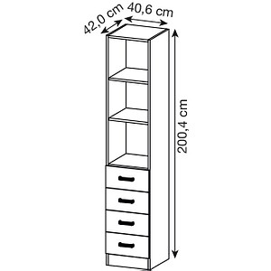 4032062166079 - Regalschrank Haziender V7600 W E SG weiß eiche 2 Fachböden 406 x 420 x 2004 cm 4032062166079 - Regalschrank Haziender V7600 W E SG weiß eiche 2 Fachböden 406 x 420 x 2004 cm